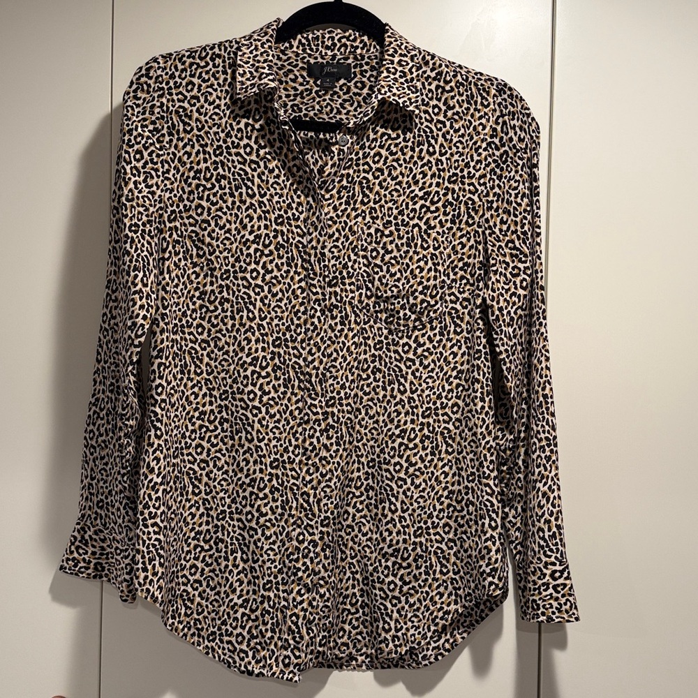 JCrew Silk Leopard button down blouse - image 7